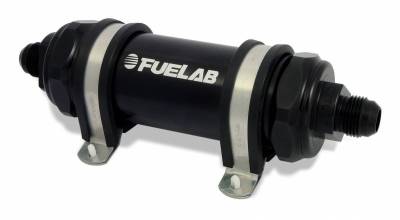 FUELAB - FUELAB 82803-1 In-Line Fuel Filter Long Length -10AN In/Out 10 Micron Black