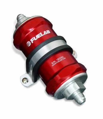 FUELAB - FUELAB 81801-2 In-Line Fuel Filter Standard Length -6AN In/Out 10 Micron Red