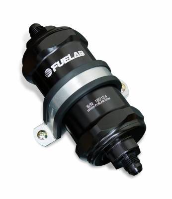 FUELAB - FUELAB 81801-1 In-Line Fuel Filter Standard Length -6AN In/Out 10 Micron Black