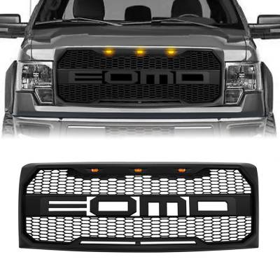 AMERICAN MODIFIED - AMERICAN MODIFIED AMFMAA00108 Raptor Upper Grille w/Amber Lights Matte Black