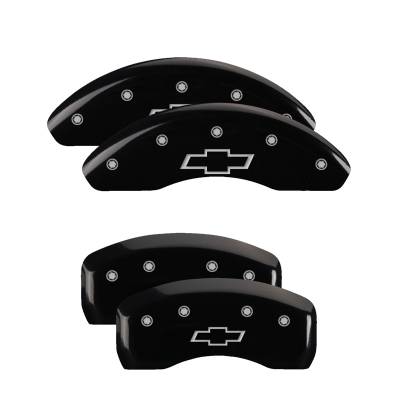 MGP Caliper Covers - MGP Caliper Covers 14246SBOWBK Front/Rear 4pc Black w/Silver Bowtie