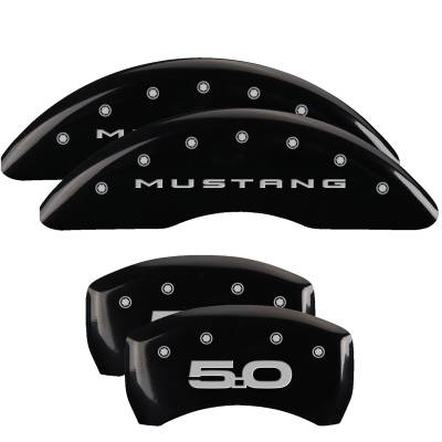 MGP Caliper Covers - MGP 10200SM52BK Front/Rear Caliper Covers Gloss Black for Ford Mustang GT