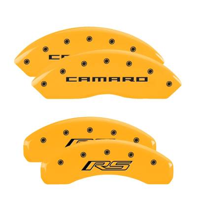 MGP Caliper Covers - MGP Caliper Covers 14240SCR5YL Front/Rear 4Pc Yellow w/Blk for Camaro/RS Gen 5/6