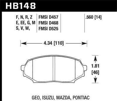 Hawk Performance - Hawk Performance HB148B.560 HPS 5.0 Disc Brake Pad for Impulse Miata Storm