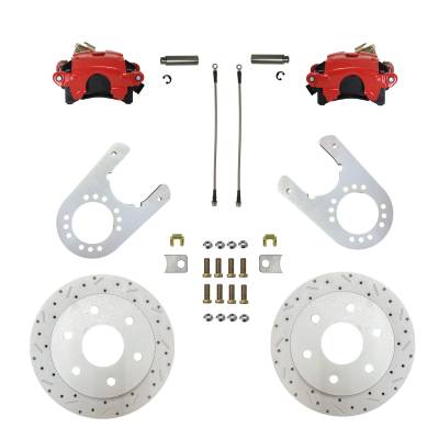Leed Brakes - Leed Brakes RRC6005X Rear Disc Brake Kit w/Drilled Rotors & Red Powder Calipers