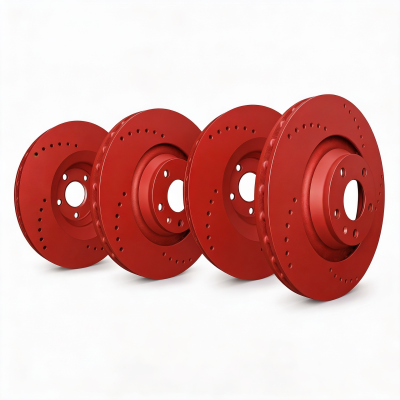 SP Performance - SP Perf. KT-FRR-C-R-008768 Red Drilled Brake Rotor Kit for 11-14 Chrysler 200