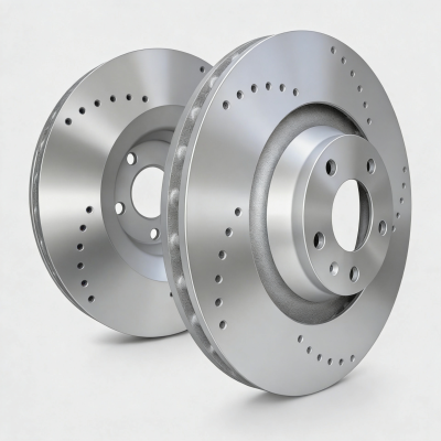 SP Performance - SP Performance C37104C-P Cross Drilled SLVR Front Rotors 15-19 Porsche Macan S