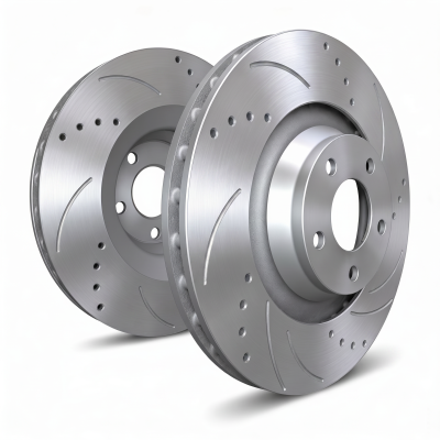 SP Performance - SP Performance F54-1107-P Drilled/Slotted Silver Rear Rotors 13-20 Ford Fusion