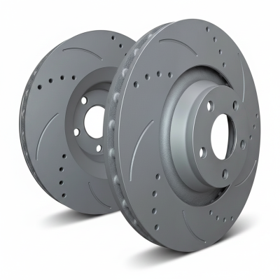 SP Performance - SP Performance F54-1124 Drilled/Slotted GREY Front Rotors 16-18 Ford Focus RS