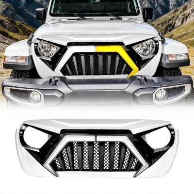 AMERICAN MODIFIED - AMERICAN MOD AMJPCA00142 Goliath Grille w/LED DRL/Turn Signals White/Black