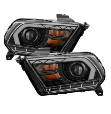 Spyder Auto - Spyder Auto 9055645 Black LED Headlights w/Sequential Turn for 10-14 Mustang