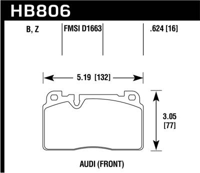 Hawk Performance - Hawk Performance HB806B.624 HPS 5.0 Disc Brake Pad for 13-17 A6 Q5