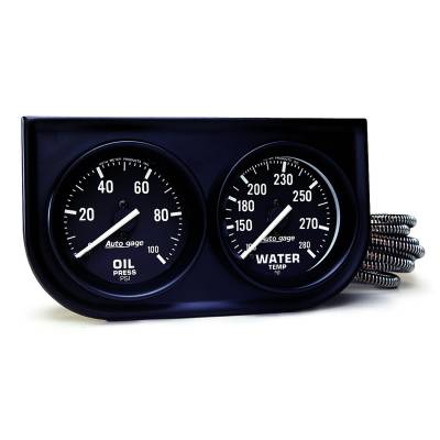 AutoMeter - AutoMeter 2392 Console Gauge Oil Press/Water Temp Black 100 PSI/280F 2-1/16"
