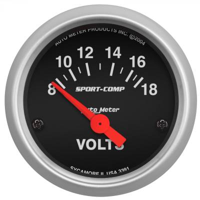 AutoMeter - AutoMeter 3391 Sport-Comp Air Core Volt Meter Gauge 8-18V 2-1/16"