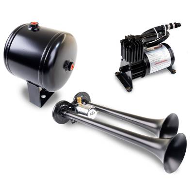 Kleinn Automotive Accessories - Kleinn Automotive HK2-1 Universal Black Dual Air Horn Kit 130PSI .5 Gal Tank