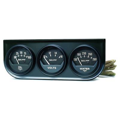AutoMeter - AutoMeter 2348 Console Gauge Oil/Volt/Water Temp Black 100 PSI/280F/16V 2-1/16"