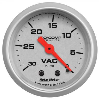 AutoMeter - AutoMeter 4384 Ultra-Lite Vacuum Pressure Gauge 0-30" HG 2-1/16"