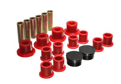 Energy Suspension - Energy Suspension 4.2154R Rear Leaf Spring Bushing Set Polyurethane Red