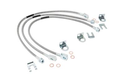 Rough Country Suspension Systems - Rough Country 89715 Stainless Brake Line Kit w/4"-6" Lift for Jeep XJ/YJ/TJ