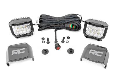 Rough Country Suspension Systems - Rough Country A-Pillar 3" LED Ditch Light Kit-Flood 21-25 Ford Bronco 71050
