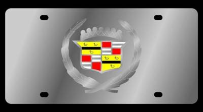 Eurosport Daytona - Eurosport Daytona 1208-3 Stainless License Plate Retro Cadillac Crest Logo