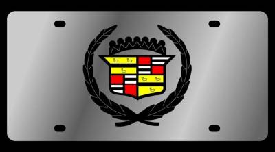 Eurosport Daytona - Eurosport Daytona 1208-1 Stainless License Plate Retro Cadillac Crest Logo