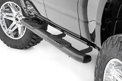 Rough Country Suspension Systems - Rough Country 21004 4.5" Oval Tube Nerf Steps Black for 19-26 RAM 1500 Crew