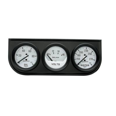 AutoMeter - AutoMeter 2327 Console Gauge Oil/Volt/Water Temp White 100 PSI/280F/16V 2-1/16"