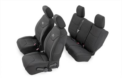 Rough Country Suspension Systems - Rough Country Front/Rear Seat Covers Black for 13-18 Jeep JK 4DR 91004
