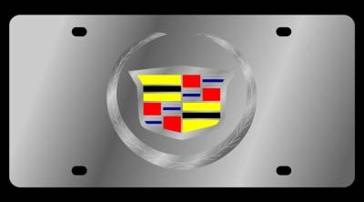 Eurosport Daytona - Eurosport Daytona 1201-3 Stainless License Plate Cadillac Crest Logo