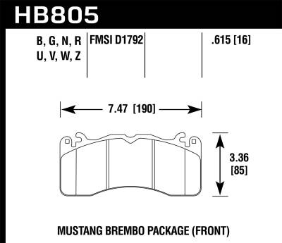 Hawk Performance - Hawk Performance HB805N.615 HP Plus Disc Brake Pad for 15-19 Ford Mustang
