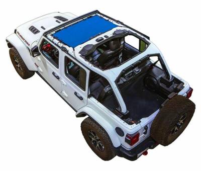 SpiderWebShade - SpiderWebShade Mesh Bikini Top-Blue for Jeep JL 4DR SWS-SHDKNI-01-JL-BLU