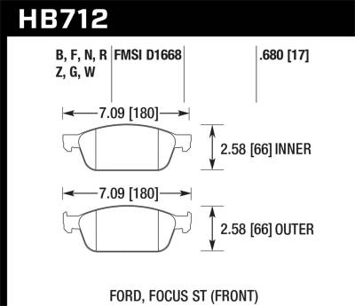 Hawk Performance - Hawk Performance HB712F.680 HPS Disc Brake Pad for 13-14 Focus
