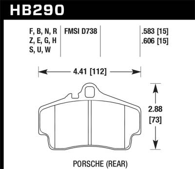 Hawk Performance - Hawk Performance HB290G.583 DTC-60 Disc Brake Pad for 98-12 911 Boxster Cayman