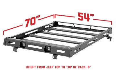 Rough Country Suspension Systems - Rough Country 10605 Hard Top Roof Rack Black for 07-18 Jeep Wrangler JK 4DR