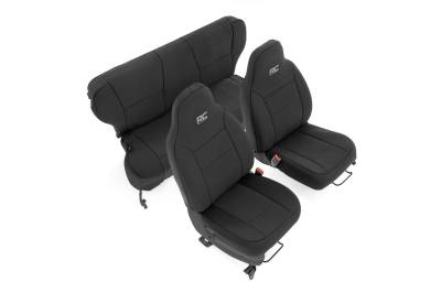 Rough Country Suspension Systems - Rough Country Front/Rear Seat Covers Black for 97-01 Cherokee XJ 91022