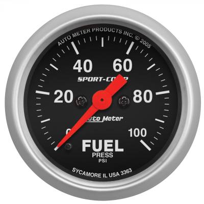 AutoMeter - AutoMeter 3363 Sport-Comp Fuel Pressure Gauge 0-100PSI 2-1/16" Stepper Motor