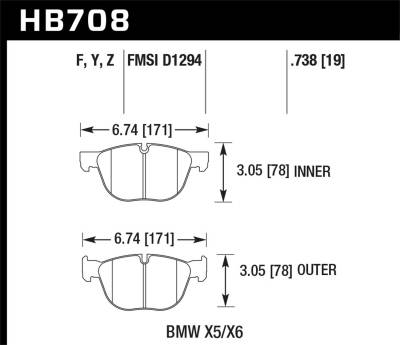 Hawk Performance - Hawk Performance HB708F.738 HPS Disc Brake Pad for 07-19 X4 X5/X6