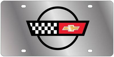 Eurosport Daytona - Eurosport Daytona 1351-1 Stainless License Plate C4 Corvette Flag Logo