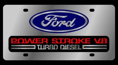 Eurosport Daytona - Eurosport Daytona 1508-1 Stainless License Plate Ford Power Stroke Logo
