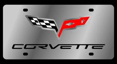 Eurosport Daytona - Eurosport Daytona 1359-1 Stainless License Plate C6 Corvette Flag Logo