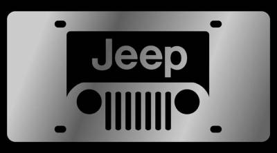 Eurosport Daytona - Eurosport Daytona 1414-1 Stainless License Plate Jeep Grille Logo for Jeep