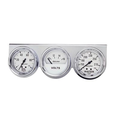 AutoMeter - AutoMeter 2329 Console Gauge Oil/Volt/Water Temp White 100 PSI/280F/16V 2-5/8"