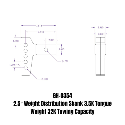 GEN-Y Hitch - GEN-Y Hitch Weight Distribution Shank Insert 2.5" Shank 32K GH-0354