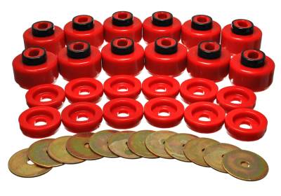 Energy Suspension - Energy Suspension 3.4156R Red Polyurethane Body Mount Set