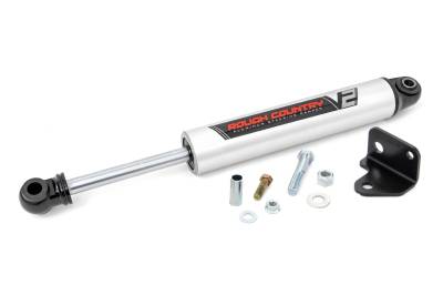 Rough Country Suspension Systems - Rough Country 8730670 0-6" V2 Single Steering Stabilizer for 07-18 Wrangler JK