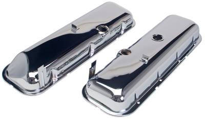 Trans-Dapt Performance - Trans-Dapt 9504 OEM Valve Covers w/Corner Short 65-72 BB Chevy 396-502 Chrome
