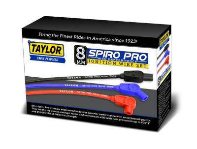 Taylor Cable - Taylor Cable 74602 8mm Spiro Pro Spark Plug Wire Set Blue 75-92 Chevy SM HEI