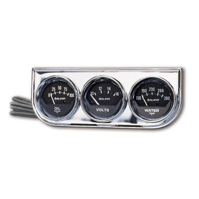 AutoMeter - AutoMeter 2349 Console Gauge Oil/Volt/Water Temp Black 100PSI/280F/16V 2-1/16"
