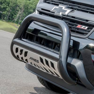 ARIES - ARIES B35-4010 ARIES Bull Bar 3" w/Stainless Skid Plate Black